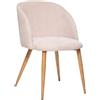 Generico Poltrona da Interno in Velluto con Gambe in Legno Colore Beige