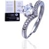 HALUKAKAH Anello in Argento Sterling per Donna con Pietra di Moissanite da 1 Carato e Certificato,Gioiello Elegante per Fidanzamenti,Celebrazioni,Compleanni,Taglia Regolabile - Principessa Corona