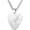 U7 Collana Uomo Ciondolo Plettro di Chitarra Acciaio Inossidabile | Collana Plettro con Chitarra Musica Personalizzabile; Colore Argento/Nero/Oro; Catena Regolabile 55+5cm ; Regalo per Uomo