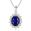 Bellitia Jewelry Collana Donna Zaffiro Sintetico Principessa Diana Kate Halo Pendente Ciondolo in Argento Sterling 925