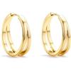 BodyBonita 1Paio Orecchini Cerchio Donna, Doppio Orecchini a Cerchio Stelo in Argento Sterling 925 Ipoallergenico, Placcato Oro 16K Orecchini Dorati, Gioielli Piercing Zirconia Cubica Tendenza 24mm G