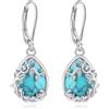 EUDORA Harmony Ball Orecchini Albero della Vita Turchese Argento Sterling S925 da Donna, Orecchini a Monachella a Goccia Turchese Orecchini Pendenti Turchesi per Nonna Moglie