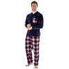 i-Smalls Pigiama da uomo a maniche lunghe in pile a quadri, blu navy, XL
