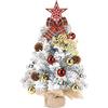 Zavothy Mini Albero di Natale 60 cm Innevato Realistico Alberello Stilizzato da Tavolo con Tronco Artificiale Decorato con Pigne e Neve Addobbato Pronto in 5 Minuti (Bianco, 60cm)