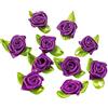 Duories 100 mini teste di fiori artificiali, fiocchi, rose con foglia, fiori per fai da te, decorazioni floreali, decorazioni per fai da te, per scrapbooking, decorazioni per capelli, viola