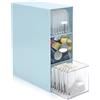 QZDAFFIC Porta tisana con 3 Cassetti, Portacialde da Caffè Plastica, Cofanetto Tisane Porta Bustine e Tisane per Bustine di Zucchero di Caffè Cosmetico Pantry (Blu)