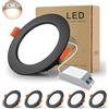 BAGZY 5x Faretti LED da Incasso per Cartongesso,12W Luci Ultrasottili da Soffitto e per l'illuminazione da Interno IP44,Bianco Naturale 4000K,1000 Lumen,AC 220-240V,Foro Incasso 110-130mm(Nero)
