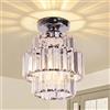 Cainjiazh Mini Lampadario Moderno Doppio Strato in Cristallo Incasso Soffitto - Illuminazione Lampada per Camera da Letto, Cucina, Bar, Bagno, Corridoio (Chrome)