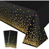 YAAVAAW 2 tovaglie usa e getta da 137 x 274 cm, colore nero e oro, tovaglia rettangolare in plastica per picnic, Halloween, matrimoni, Natale, feste di compleanno