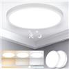 Yafido 24W 3 Tonalità Luce Plafoniera LED Soffitto Crepuscolare con Sensore di Movimento, IP44 Radar Lampada con Sensore di Movimento Interno, Motion Sensor Ceiling Light per Corridoio Scale, 2Pezzi