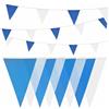 HEKU Bandierina blu e bianco con 20 bandierine, resistente alle intemperie, lunghezza 10 metri, grande e accattivante, ideale per eventi, con nastro di fissaggio integrato (Confezione da 5)