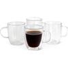 Amazon Basics Tazze Mug da Caffè in Vetro a Doppia Parete, Set di 4 Pezzi, 382ml, Lavabili in Lavastoviglie