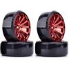 KEEDA 4 pezzi di pneumatici duri e ruote in plastica a 10 razze per auto da corsa RC Drift Car 1/10 HSP Tamiya HPI Kyosho (Rosso)