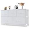 DUMOS Comodo, Trucioli in Legno, Acciaio, Pannello Frontale in Tessuto, Bianco, 100T x 53B x 30H cm (5 Schubladen)