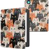 kwmobile Custodia eReader Compatibile con Kobo Aura H2O Edition 2 Cover - eBook Reader Flip Case - arancione/nero/bianco - Gatti