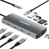 VANGREE Hub USB-C con Doppia Porta DisplayPort 4K@60Hz, 2 Porte USB-A e 2 USB-C 3.2 da 10Gbps, Ethernet 1Gbps, Ricarica PD 100W, Lettore SD/TF - Docking Station Universale per MacBook, iMac, iPad, Surface