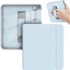 GIOPUEY Cover Compatibile con Kobo Libra Colour/Kobo Libra 2, Flip Pelle + PC TPU Trasparente Case con Cinturino Guscio Rigido Posteriore - Blue