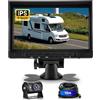 VECHTEL 1080P telecamera posteriore Cavo con monitor IPS da 7 pollici,telecamera posteriore AHD IP69 per visione notturna per auto SUV,camion,camper con visiera parasole,cavo 1 * 15M