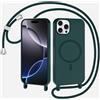 FMPCUON FNPCUON Cover Magnetica Silicone per iPhone 13 Pro Max con Cordino,Compatibile con MagSafe,Custodia con Laccio Collana Tracolla Collo Sottile TPU Antiurto Protettiva Case con Corda.Verde
