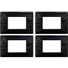 ZOREI 4 Pezzi Placche Compatibile Con Vimar Plana, Placche in Plastica Effetto Satinato (3 Posti/Moduli,Nero Satinato)