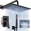 KES Set Doccia Incasso Nero Sistema Doccia Completo Miscelatore a 3 Funzioni Soffione Doccia a Parete con Palmare Incluso Corpo Valvola Ruvido e Kit di Rifinitura, X6242S12-BK