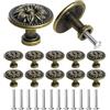 Ainiv 12pz Pomello per Mobili Vintage, 30mm Maniglie Rotonde Antiche, Pomelli per Armadietti con Viti e Cacciavite per Porte Armadietti Cassetti e Guardaroba Accessori Mobili (Bronzo)
