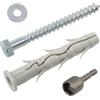 AERZETIX - Kit di 10 tasselli con flangia smussata Ø12x80 mm in nylon + 10 viti tirafondo Ø8x80 mm + 10 rondelle larghe per bullone M8 + 1 bussola esagonale da 1/4 SW13 per avvitare