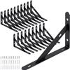 MUKSUET MUKSEUT 20 staffe triangolari per mensole da 15,2 cm, staffe a L da parete a 90 gradi con accessori di montaggio, staffe per mensole da parete per libreria, armadio, nero
