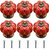 Bikasun 6 Pezzi pomelli per mobili a forma di zucca rossi, pomelli vintage in ceramica, pomelli per armadi con viti, pomelli per cassetti per armadi, maniglie decorative per mobili