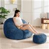 MAXYOYO Poltrona a Sacco in Corda con Poggiapiedi per Adulti Bambini, Divano a Sacco e Pouf con Imbottitura Schiuma, Poltrona Relax con Maniglia per Soggiorno, Camera da Letto, Giochi, Lettura e Relax