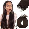 Silk-co 45cm Extension Capelli Veri Anellini 100 Ciocche #2 Marrone Scuro Microring Hair Extension Remy Capelli Umani