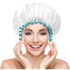 mikimini Cuffia Doccia Bianca per Donne, Cappelli da Doccia Impermeabili Riutilizzabile per Donne e Ragazze, Cuffie da Bagno Medio a Doppio Strato per Capelli Spessi