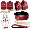 Himitsuna Accessori per Coppia Giocattolo Regolabile Sextoysys Donna, Manette in Pelle Regolabili per Mani e Caviglie con Collare e Guinzaglio per I Principianti e Gli Esperti BDSM Bondage Kit