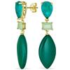 Bling Jewelry Unico Geometrico Lineare Verde Amazzonite Rombo A Goccia Rettangolo Multi Forma CZ E Naturale 3 Multi-Tier Gemstone Party Orecchini Pendenti Per Le Donne In 14K Placcato Oro Giallo