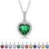 Bestyle Collana in Argento Donna 925 Collana Ciondolo Cuore Rosso Collana Pietra Portafortuna Maggio Smeraldo Regalo per Ragazza San Valentino Confezione Regalo