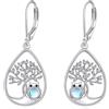 VONALA Orecchini a monachella in argento Sterling 925 con chiusura a monachella, a forma di farfalla, libellula, ape, loto rosa, filigrana, orecchini pendenti con pietra di luna turchese, gioielli per