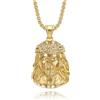 ALANETA Collana Cristo. Gesù faccia con cristalli scintillanti, acciaio inossidabile placcato oro 18 carati, catena da 60 cm, gioielli religiosi. Regalo per lui e lei. Fatto a mano