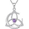 YL Collana Celtici Argento 925 con Febbraio Pietra portafortuna Ametista Luna e Nodo Celtico Pendente per le Donne