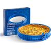 coox Stampo per quiche con fondo in porcellana, diametro 26 cm, colore blu, perfetto per cuocere e tagliare direttamente sul fondo della porcellana