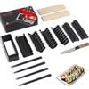 MLRYH Kit per Fare Sushi, Set Sushi 14 Pezzi per Principianti con StendiSushi, Stampo Taglia Sushi, Coltello, Stuoie per Sushi e Bacchette(Nero)