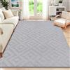 SHACOS Tappeto Camera da Letto Grigio Chiaro, Morbido Tappeti Salotto Moderni Grande 160 x 230 cm, Antiscivolo Tappeto Lavabile in Lavatrice per Cameretta, Cucina, Geometrico Minimalista Rombo 3D