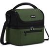 VASCHY Borsa Pranzo Termica 13.4L - Doppio Scomparto, Impermeabile, Leggera, per Ufficio, Scuola, Viaggio e Campeggio, Porta Pranzo Uomo Donna Verde Goresta e Nero