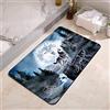 YISUMEI Tappetino da bagno, antiscivolo, super assorbente, con retro in gomma, adatto sotto lo zerbino del bagno, tappeto per doccia, 43,2 x 61 cm, foresta lupo e luna
