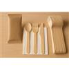 vidoelettronica Set Posate Usa e Getta Imbustate - Posate Monouso in Legno 16 CM,Cucchiaio Forchetta Coltello Biodegradabili - no plastica - con Salvietta e Forchette Usa e Getta (50 pezzi)