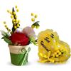 NARAMAKI® Idea Regalo Maestre - Porta Vaso Con Fiori Finti e Mimosa + 1 Cuscino a Cuore Giallo con Scritta Sei Speciale