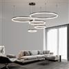 Mikeru Luce a Sospensione Dimmerabile a 5 Anelli, 30+40+60+80+100cm Nero Luce a Sospensione Moderna a LED per Cucina Dal 10% al 100% 3000k/4500k/6500k Plafoniere Moderne Regolabili per Soggiorno