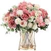 HNVNER 2 Bouquet Fiori Finti per Decorazioni,Peonie Ortensie Finte Realistiche in Seta,Mazzo di Fiori Artificiali per Feste di Nozze, Centrotavola, Decorazione per la Casa (Rosa)