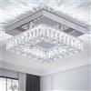 FRIXCHUR Moderna plafoniera quadrata mini in cristallo con LED integrati per corridoio, cucina, ingresso, sala da pranzo, 6000K bianco freddo