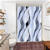 Uiiooazy Tenda Doccia Antimuffa, Tenda da Doccia 150x180cm Blu Righe Sfumata Grigio Banda Gradiente Tende da Bagno Tessuto Lavabile Impermeabile Poliestere Tende per Vasca da Bagno con 10 Anelli