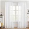 Deconovo Tende per Interni Trasparenti e Decorative con Nastro Arricciato - Set di 2 Tende Voile Leggero e Moderno per Camera da Letto, Soggiorno, Finestre, 140x220 cm, Bianco